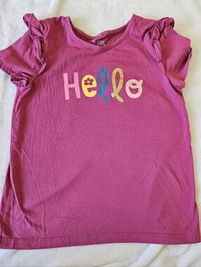 Girls | Pink 'Hello' Ruffle Sleeve Tee | Size 10 | NWOT